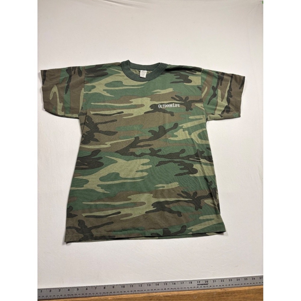 Vintage Outdoor Life Magazine Camo T Shirt Men's Large Woodland Graphic Tee